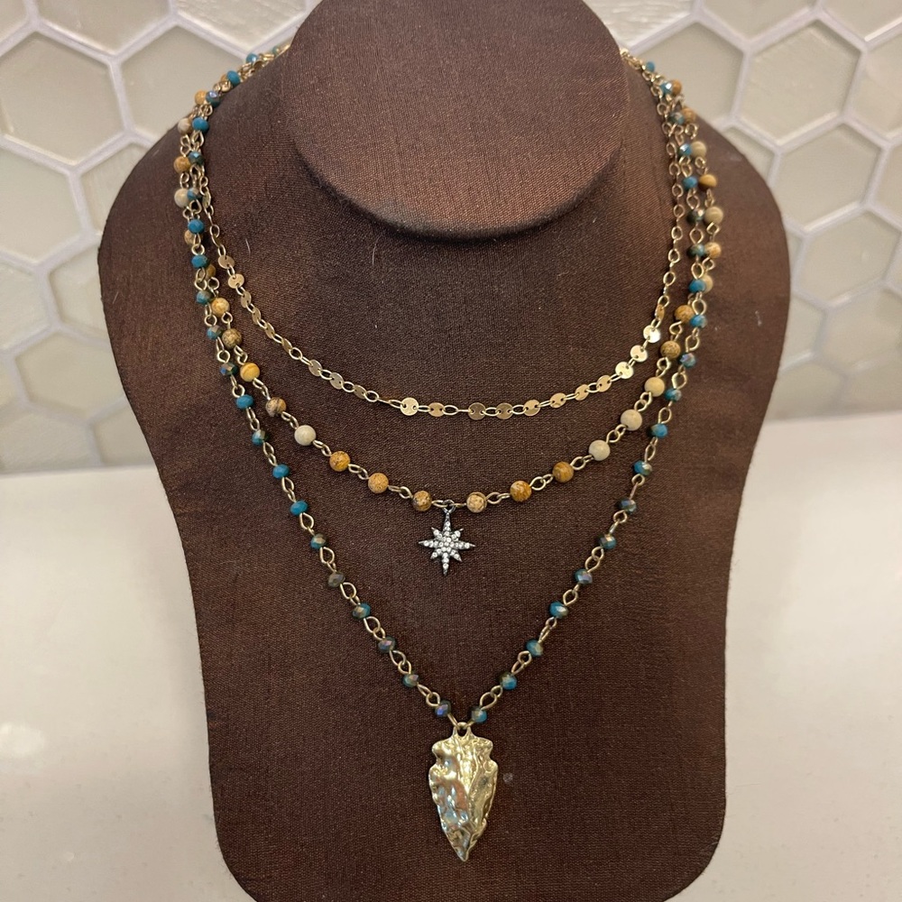Layered necklace stack - tribal